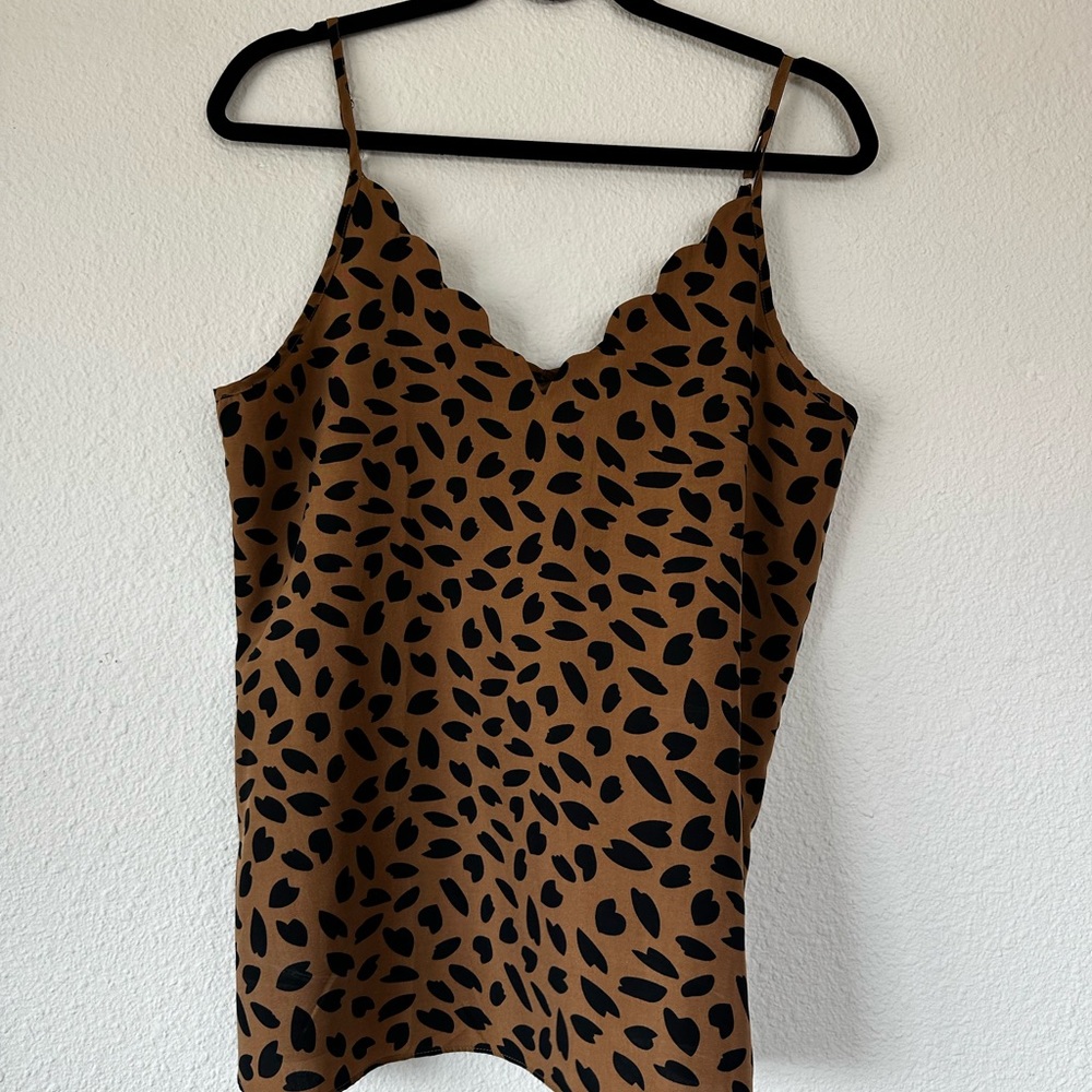 Space 46 Leopard Print Scallop Cami Top Size L
